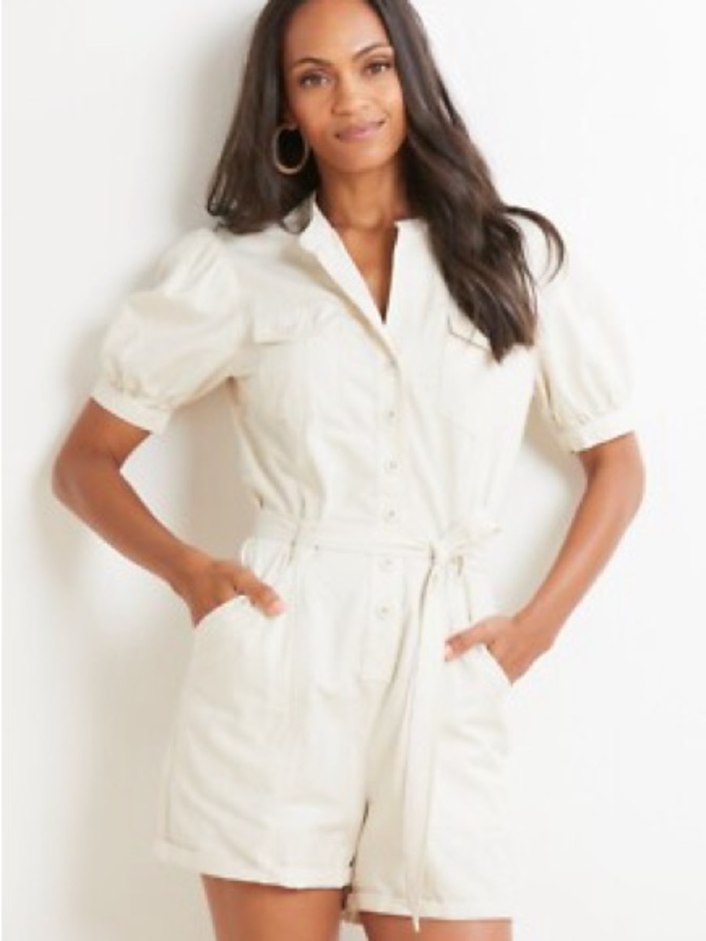 Evereve Sanctuary Go Lightly Romper Cream  Size XS